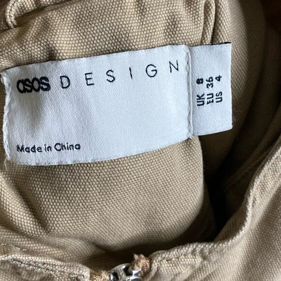 Asos Design Oversized Washed Hooded Parka with Cargo Pockets in Sand Women’s 4 - Picture 11 of 14